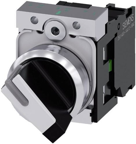 Siemens 3SU11502BF601BA0 3SU1150-2BF60-1BA0 Forgó kapcsoló Fém előlapi gyűrű, magasfényű Fekete, Feh