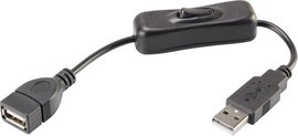 USB hosszabbítókábel kapcsolóval, 1x USB 2.0 dugó A - 1x USB 2.0 alj A, 0,25 m, fekete, Renkforce RF