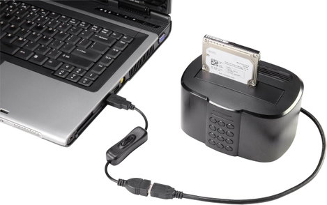 USB hosszabbítókábel kapcsolóval, 1x USB 2.0 dugó A - 1x USB 2.0 alj A, 0,25 m, fekete, Renkforce RF 3. kép
