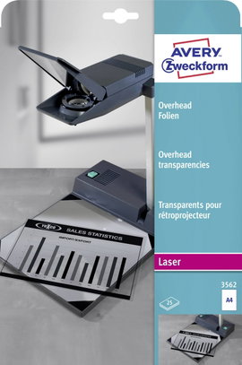 Avery-Zweckform 3562 Overhead-Projektor fólia DIN A4 Lézernyomtató, Másoló Átlátszó 25 db