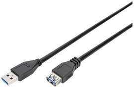 USB 3.0 hosszabbító, A/A típusú, 3 m, fekete
