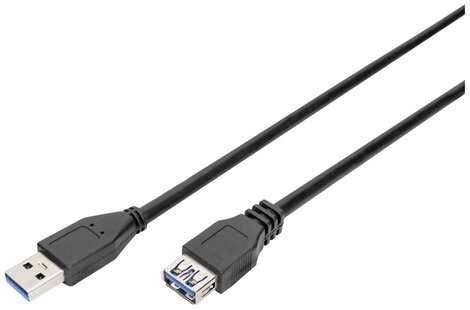 USB 3.0 hosszabbító, A/A típusú, 3 m, fekete