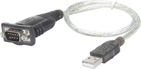 USB - RS232 átalakító 0,45 m 1x D-SUB dugó 9 pól. - 1x USB 1.1 dugó A, Manhattan 982417