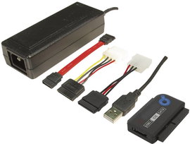 USB átalakító készlet, USB 2.0 dugó A - SATA-dugó 7pol., IDE-aljzat 40pol., IDE-aljzat 44pol., 1,2m,