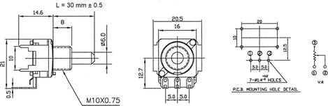 Potentiometer Service 63250-21600-3168/B100K Forgató potenciométer 0.2 W 100 kΩ 1 db 2. kép