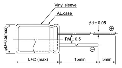 Elektrolit kondenzátor THT, RM 2 mm 4,7 nF 100 V 20 % Ø 5 x 11 mm Jamicon TKR4R7M2AD11M 3. kép