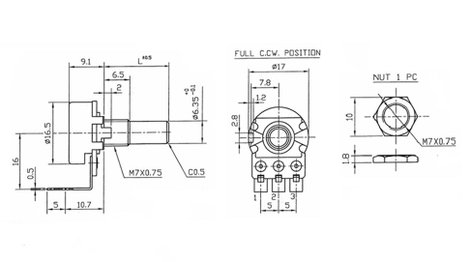 Alpha RV16AF41B50KM Forgató potenciométer 0.2 W 50 kΩ 1 db 2. kép