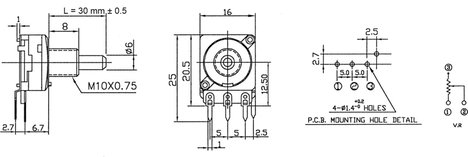 Potentiometer Service 63250-01600-2167/B50K Forgató potenciométer 0.2 W 50 kΩ 1 db 2. kép