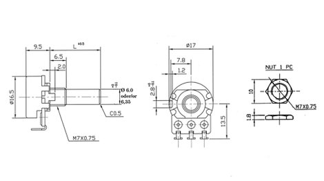 Alpha RV16AF10C50KM Forgató potenciométer 50 mW 50 kΩ 1 db 2. kép