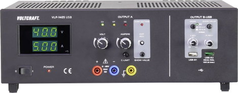 Labortápegység, szabályozható VOLTCRAFT VLP-1405 USB 0 - 40 V 0.01 - 5 A 233 W OVP Kimenetek száma 3