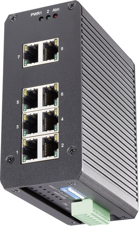 Ipari hálózati switch kalapsínre, 8 port, 12 VDC, Renkforce GSHS800 3. kép