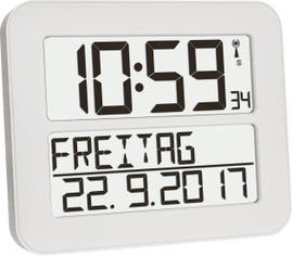 Digitális rádiójel vezérelt fali óra 258 x 212 x 30 mm, fehér/fekete, TFA 60.4512.02