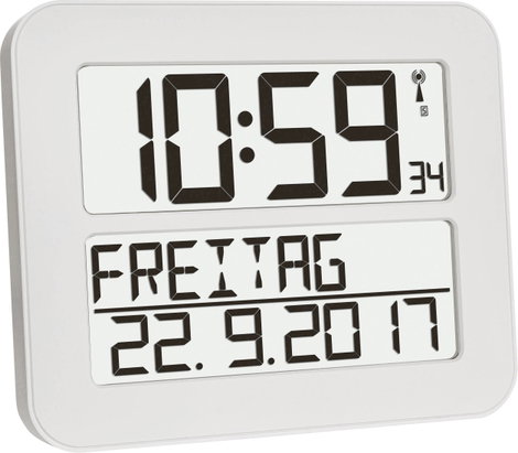 Digitális rádiójel vezérelt fali óra 258 x 212 x 30 mm, fehér/fekete, TFA 60.4512.02