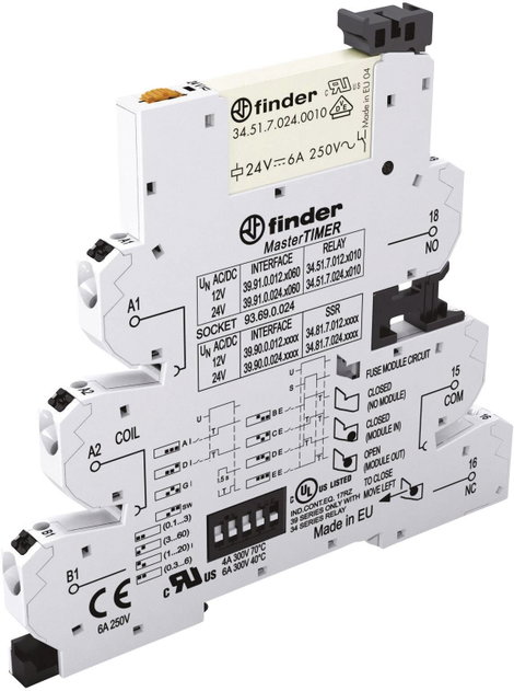 Finder 39.91.0.024.0060 Csatoló relé 24 V/DC, 24 V/AC 6 A 1 váltó 1 db