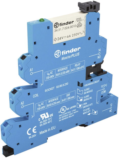 Finder 39.61.8.230.0060 Csatoló relé 230 V/AC 6 A 1 váltó 1 db