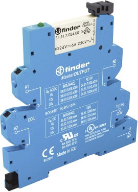 Finder 39.51.0.024.0060 Csatoló relé 24 V/DC, 24 V/AC 6 A 1 záró 1 db
