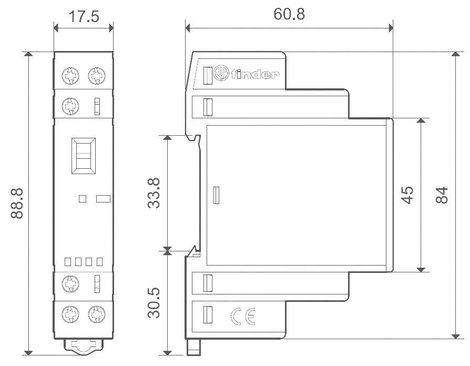 Finder 22.32.0.024.1440 Védő 2 nitó 24 V/DC, 24 V/AC 25 A 1 db 2. kép