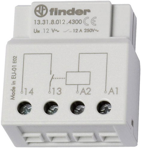 Besüllyeszthető kapcsoló relé 1 záró 12 V/AC 12 A, Finder 13.31.8.012.4300