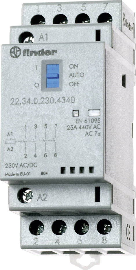 Finder 22.34.0.048.4720 Védő 3 záró, 1 nyitó 48 V/DC, 48 V/AC 25 A 1 db
