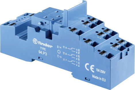 Finder 94.P3 Reléfoglalat Alkalmas a következő sorozatokhoz: Finder 55-ös sorozat, Finder 86-os soro