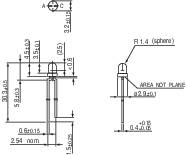 Vishay TLUR 4401 LED kivezetéssel Piros Kerek 3 mm 32 mcd 60 ° 20 mA 2 V 2. kép