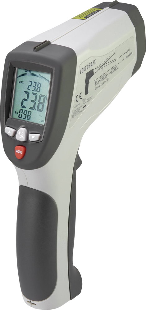 USB-s infra hőmérő, pirométer, távhőmérő kettős célzólézerrel 50:1 optika -50...+2200 °C Voltcraft I 3. kép