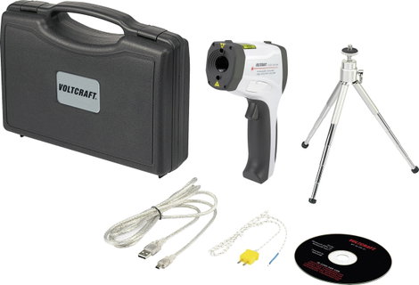 USB-s infra hőmérő, pirométer, távhőmérő kettős célzólézerrel 50:1 optika -50...+2200 °C Voltcraft I 7. kép