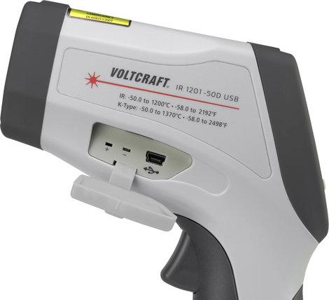 Infra hőmérő pisztoly adattárolóval, 50:1 optika -50...+1200°C, Voltcraft IR 1201-50D USB 4. kép