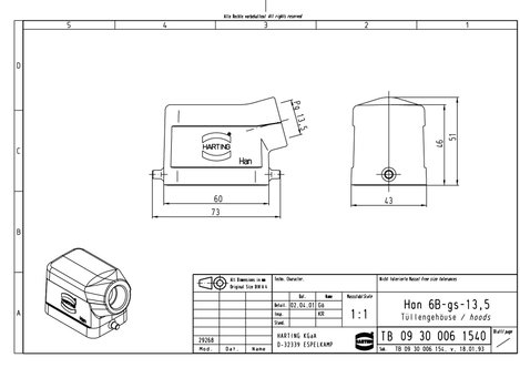 Tartozékok a 6-es méretű B-tömítéshez Han® 6B-gs-13,5 Harting Tartalom: 1 db 2. kép