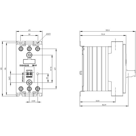 Siemens 3RF2410-1AC45 Félvezető védelem Nullfeszültség kapcsoló 3 záró 10 A 1 db 3. kép