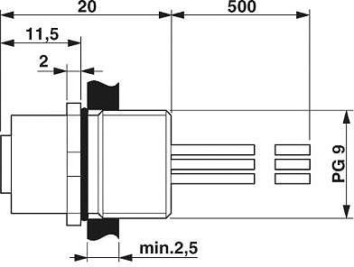 Phoenix Contact 1671098 Érzékelő-/működtető beépíthető összekötő M12 Alj, beépíthető 0.50 m Pólusszá 2. kép