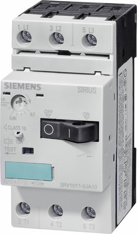 Siemens 3RV1011-1FA10 Teljesítménykapcsoló 1 db 3 záró Beállítási tartomány (áram): 3.6 - 5 A Kapcso