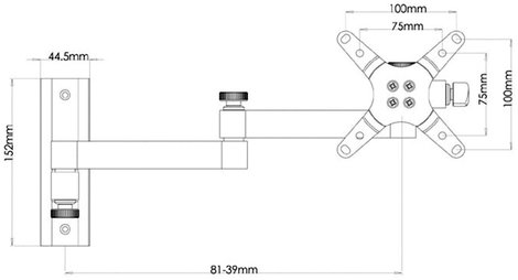 Teleszkópos fali TFT/LCD tartó, 33 - 76,2 cm (13-30) dönthető, csuklóval mozgatható, SpeaKa Professi 3. kép