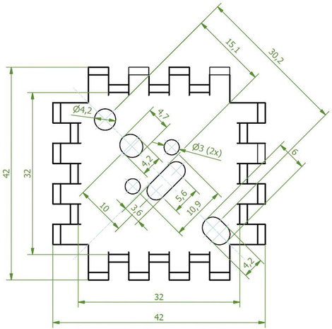Hűtőborda 6,8 K/W 42 x 42 x 17 mm TO-3 TO-55 SOT-9 SOT-32 TO-220, Fischer Elektronik FK 223 SA-CB 2. kép