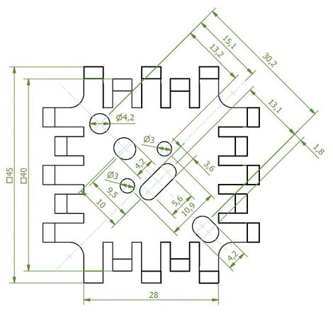 Hűtőborda 8 K/W 45 x 45 x 12,7 mm TO-3 TO-55 SOT-9 SOT-32 TO-220, Fischer Elektronik FK 202 SA-CB 2. kép