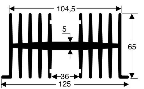 Hűtőborda 1,1 K/W 75 x 125 x 65 mm, Fischer Elektronik SK 34 75 SA