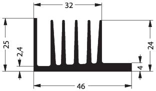 Hűtőborda 3,7 K/W 75 x 46 x 25 mm TO-220 TO-126, Fischer Elektronik SK 107 75 SA 2. kép