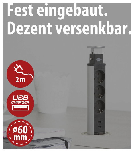 Brennenstuhl 1396200013 Elosztó torony 3 részes Alumínium, Fekete Védőérintkezős 1 db 2. kép