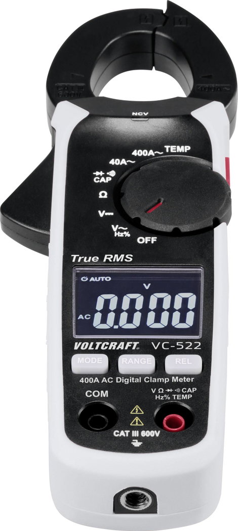 AC lakatfogó és multiméter CAT III 600 V, 4000 digit, Voltcraft VC-522 4. kép