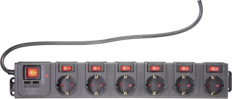 6 részes túlfeszültségvédő elosztó USB-vel, fekete, Renkforce 615C-CMB-SUSB