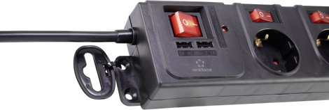 6 részes túlfeszültségvédő elosztó USB-vel, fekete, Renkforce 615C-CMB-SUSB 9. kép