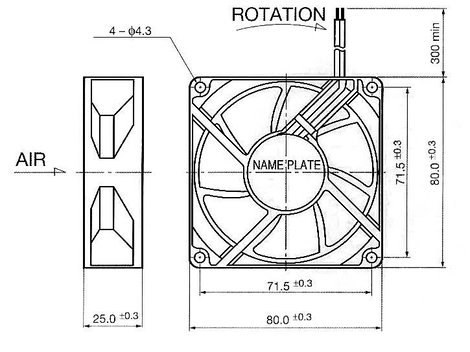 Axiális ventilátor 12 V/DC 66 m³/h 80 x 80 x 25 mm NMB Minebea 3110KL-04W-B50 2. kép