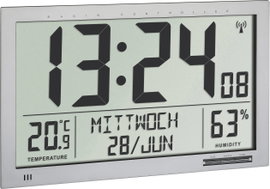 TFA Dostmann 60.4517.54 Rádiójel vezérlésű Falióra 368 mm x 230 mm x 29 mm Ezüst Nagy kijelző