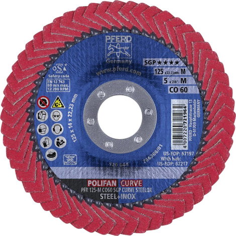 PFERD 67689056 Co Sgp Curve Steelox Felületcsiszoló korong Ø 125 mm Furat átmérő 22.23 mm 10 db 2. kép