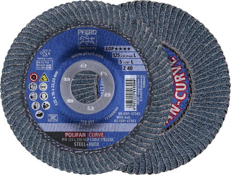 PFERD 67689062 Z Sgp Curve Steelox Felületcsiszoló korong Ø 125 mm Furat átmérő 22.23 mm 10 db