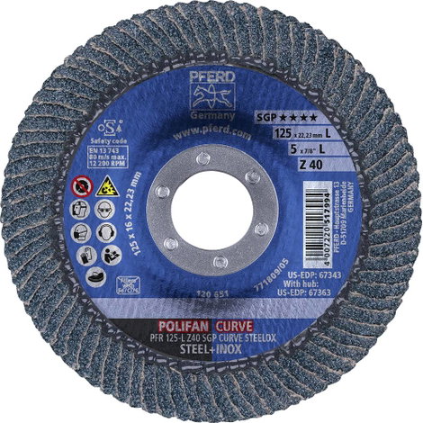 PFERD 67689062 Z Sgp Curve Steelox Felületcsiszoló korong Ø 125 mm Furat átmérő 22.23 mm 10 db 2. kép