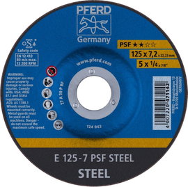 PFERD 62012634 Psf Steel Nagyolótárcsa, hajlított Ø 125 mm Furat átmérő 22.23 mm 10 db