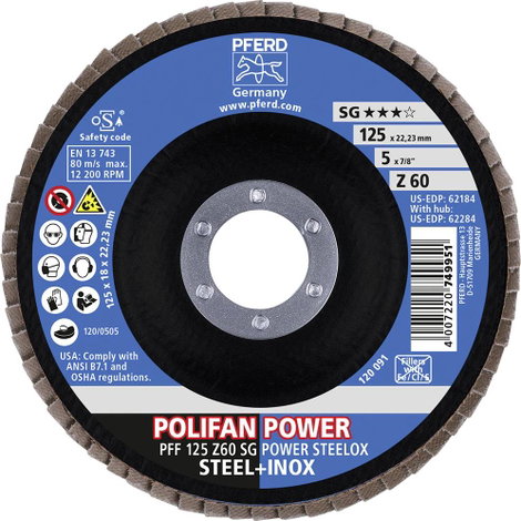 PFERD 67686125 Z Sg Power Steelox Felületcsiszoló korong Ø 125 mm Furat átmérő 22.23 mm 10 db 2. kép