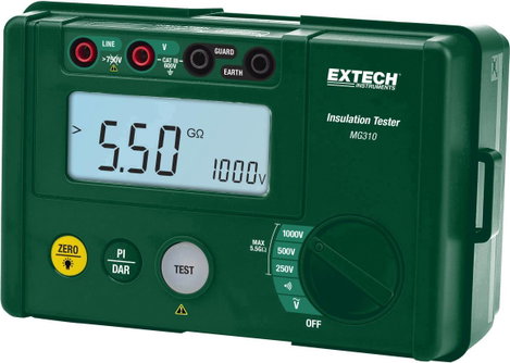 Extech MG310 Szigetelésmérő műszer 250 V, 500 V, 1000 V 5.5 GΩ 3. kép