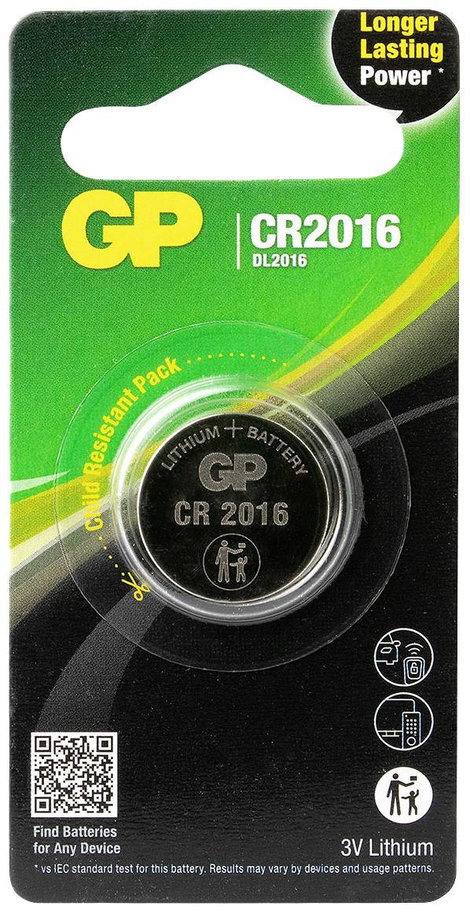 GP Batteries Gombelem CR 2016 3 V 1 db 90 mAh Lítium GPCR2016STD707C1 3. kép